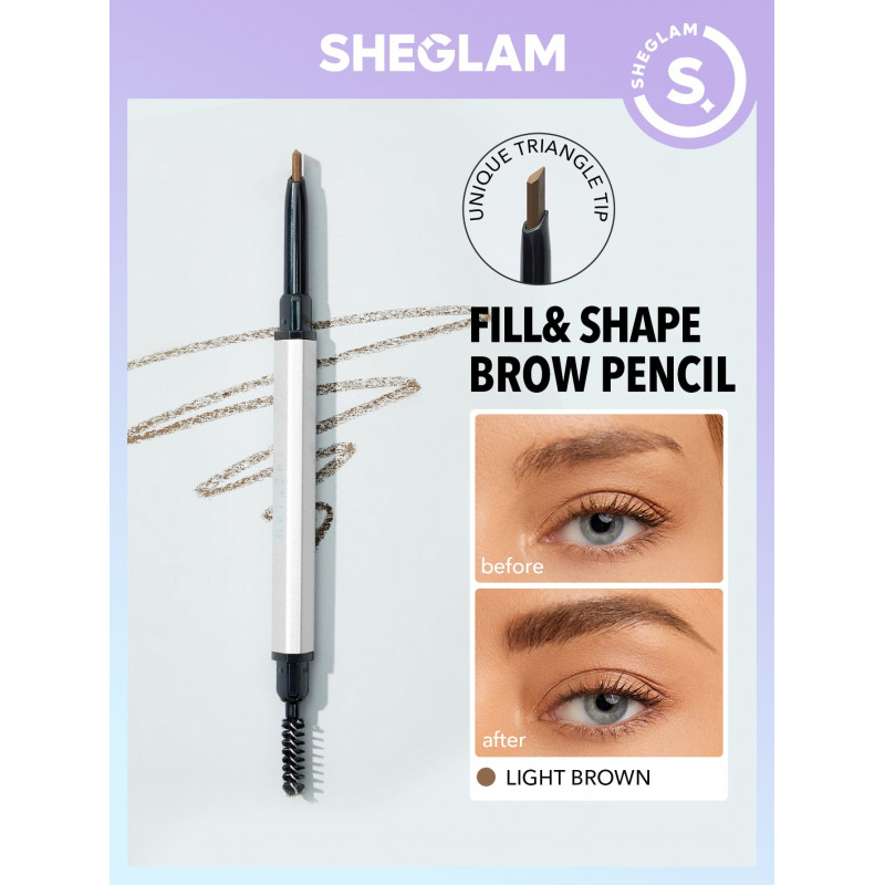 SHEGLAM قلم حواجب رقيق مزدوج الأطراف - بني غامق