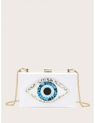 Mini Eye Decor Chain Clutch Bag